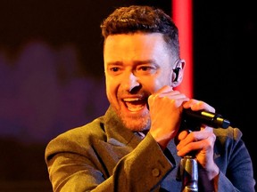 Justin Timberlake performs onstage during the 2024 iHeartRadio Music Awards at Dolby Theatre on April 1, 2024 in Hollywood, California.