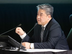 Independent MP Han Dong appears as a witness at the Public Inquiry Into Foreign Interference in Federal Electoral Processes and Democratic Institutions, in Ottawa on Tuesday, April 2, 2024.