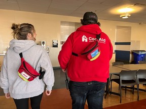 Staff at the Tally Ho carry pouches with respirators which are used when staff believe they might be exposed to toxic drug smoke.