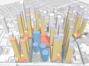 Illustration of proposed highrises at Metrotown in the Ivanhoe Cambridge master plan public information session.