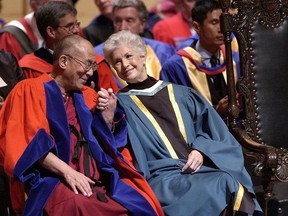 Iona Campagnolo with the Dalai Lama in Vancouver in 2004.
