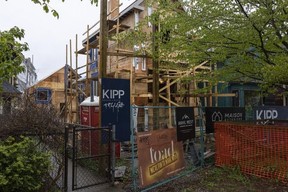 An 1895 home being renovated at 320 Union Street in Vancouver, BC Thursday, April 25, 2024. A new house is being built in the rear of the property.