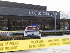 Two people were hospitalized after a shooting in the parking lot of the Cactus Club in. Coquitlam Centre just before midnight on Sunday, Feb. 11, 2024.