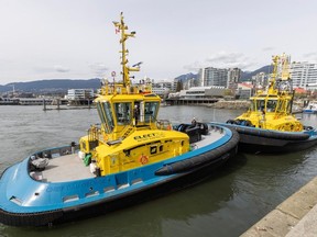 The Chief Dan George and the SAAM Volta are officially launched on Wednesday at Burrard Dry Dock Pier in North Vancouver.