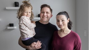 Elizabeth McKinnon and her husband, Lorenzo Somma, with Gia, 3, in Langley.