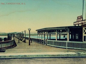 A postcard of one of two piers that used to jut out into English Bay in Vancouver. This one housed the Winter Garden and was built in 1923. A proposal to build another, grander pleasure pier on the site was rejected by thwe Vancouver park board in 1931.