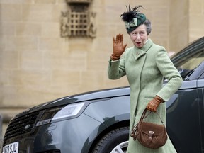 Princess Anne, the sister of King Charles, is scheduled to visit British Columbia next month. Princess Anne arrives to attend the Easter Matins Service at St. George's Chapel, Windsor Castle, England, Sunday, March 31, 2024.