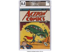 This photo provided by Heritage Auctions shows a copy of Action Comics No. 1, the comic book that introduced Superman to the world in 1938, which sold for $6 million on Thursday, April 4, 2024.