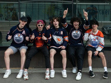 Fans wait outside before the Edmonton Oilers take on the Vancouver Canucks during NHL playoff action in Edmonton on Sunday May 12, 2024.THE CANADIAN PRESS/Jason Franson
