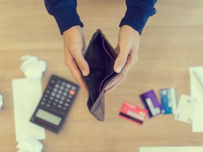 File photo of an empty wallet. Nearly half of British Columbians say they are worse off financially than a year ago.