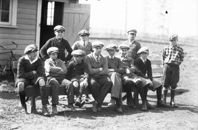 Caddies at the municipal golf links at Hastings Park., April 10, 1927. Stuart Thomson Vancouver Archives AM1535-: CVA 99-1617