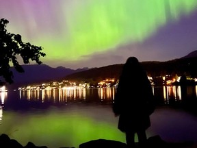 Images of the Northern Lights at Rocky Point Park in Port Moody, Friday May 10, 2024. Photo by: Maximillian Hansen.