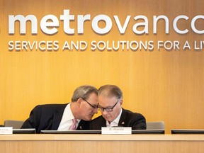 Metro Vancouver commissioner/ CAO Jerry Dobrovolny, left, and Delta mayor and board chairman George Harvie in 2023.