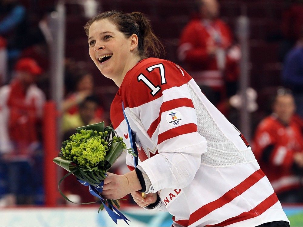 Jennifer Botterill of Canada celebrates winning the gold medal following her team's 2-0 victory during the ice hockey women's gold medal game between Canada and USA on day 14 of the Vancouver 2010 Winter Olympics at Canada Hockey Place on February 25, 2010 in Vancouver, Canada.