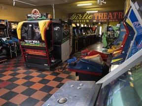 Dozens of vintage and newer stand-up video games are up for auction at Movieland Arcade on Granville Street