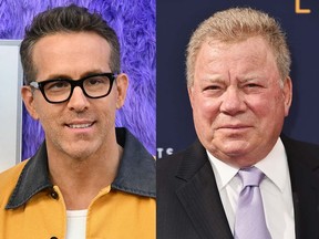 William Shatner (right) stars in a new pro-wild salmon video produced by Ryan Reynolds' company, Maximum Effort.
