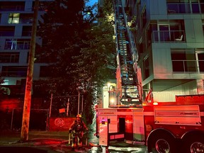 Firefighters at a fire at 1477 Continental St. in Vancouver on the morning on June 12, 2024.
