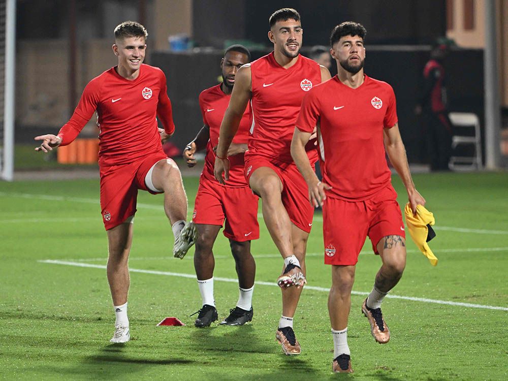 Canadian players at a training session in Doha, Qatar, in 2022. Two sites have been chosen as Vancouver co-hosts FIFA World Cup 26, though it isn't known which teams will be playing in the city. 