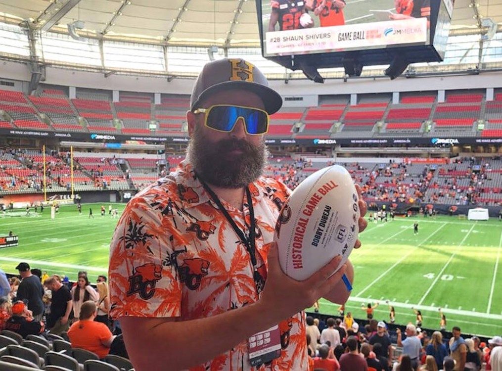 Bobby Dubeau at B.C. Place during his record-setting trip last year.