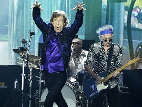 From left: Mick Jagger, Steve Jordan and Keith Richards of the Rolling Stones perform at the Ernst-Happel-Stadion in Vienna on July 15, 2022.