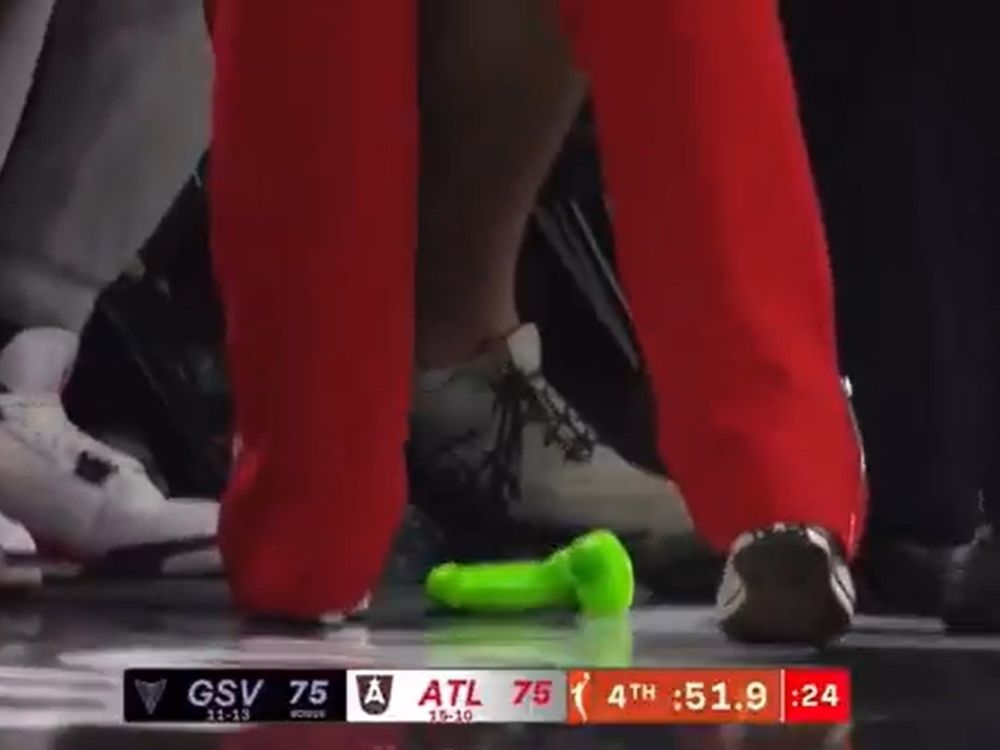 A bright green sex toy was thrown onto the court during a WNBA game.