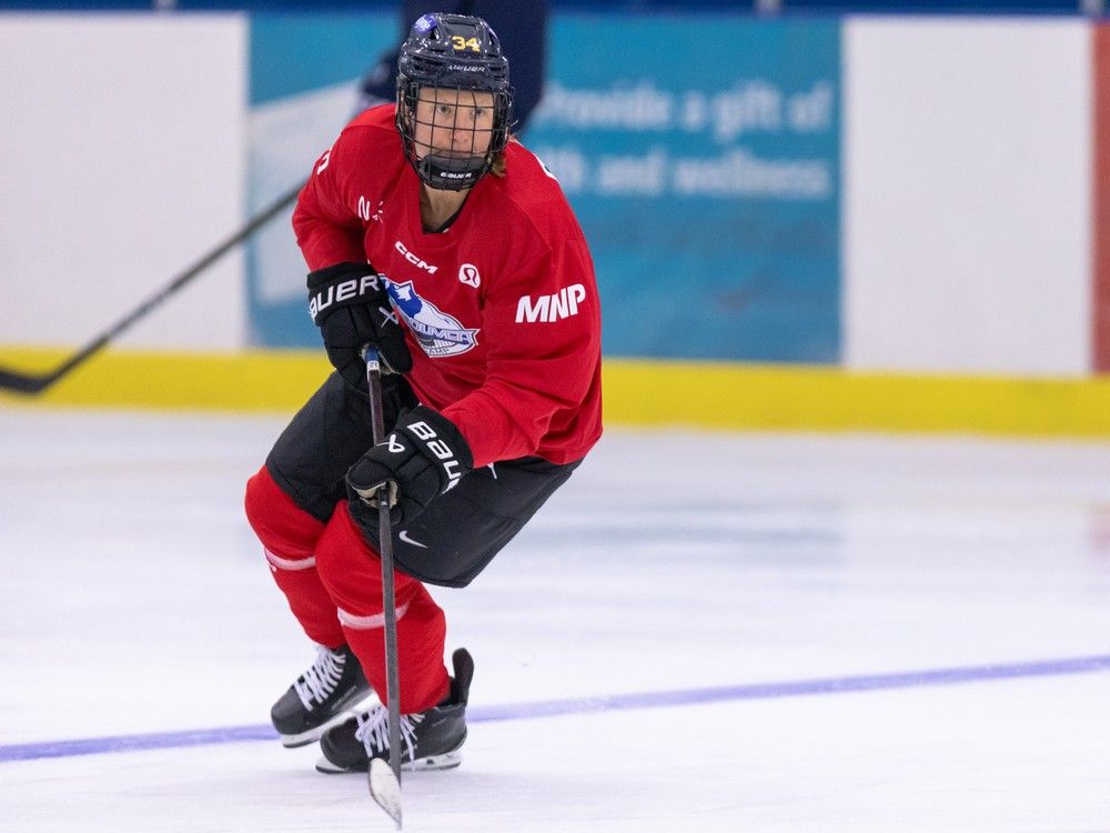 Hannah Miller is congratulated by teammates after scoring during a game in Toronto in January.