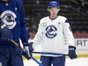 Vancouver Canucks Braeden Cootes at team practice at Rogers Arena in Vancouver, September 25.