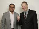 Vancouver sports media personalities Rick Dhaliwal (left) and Don Taylor.