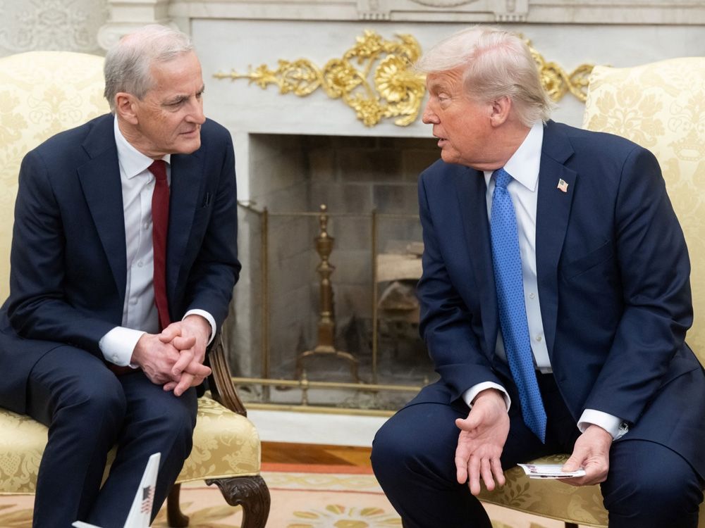 US President Donald Trump holds a bilateral meeting with Prime Minister of Norway Jonas Gahr Store in the Oval Office of the White House in Washington, DC, on April 24, 2025.