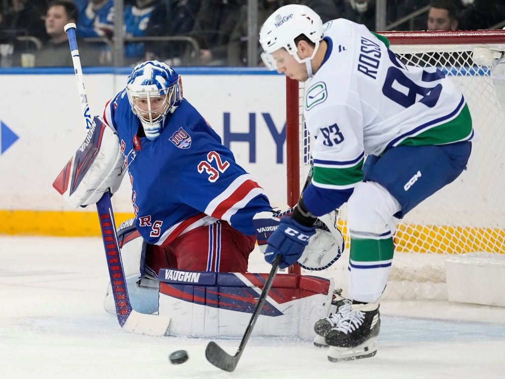The Gold Medal villain Conor Hellebyuck and the Jets come to town to face the Canucks in their first game since Feb. 4