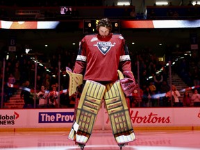 Vancouver Giants goalie Kelton Pyne, who's one of three 20 year olds on the team.