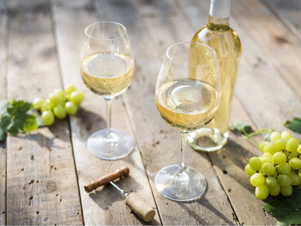White wine on summer day outdoor