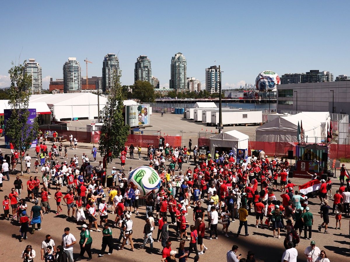 Fans arrive before the World Cup 2026 Group G match between New Zealand and Egypt at B.C. Place on June 21, 2026 in Vancouver.
