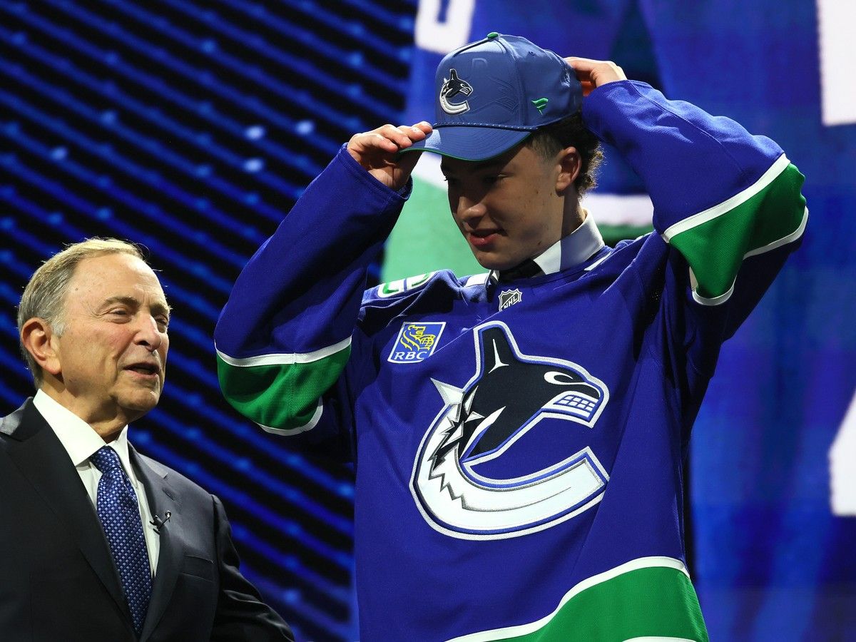 NHL commissioner
Gary Bettman looks on as Caleb Malhotra is drafted by the Vancouver Canucks with the third overall pick during day one of the 2026 NHL Draft on June 26, 2026 in Buffalo, New York.