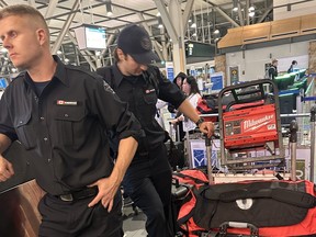 Members of Burnaby's Urban Search and Rescue team at the airport Saturday. The volunteers are going to Venezuela to help with rescue and medical aid following two massive earthquakes.