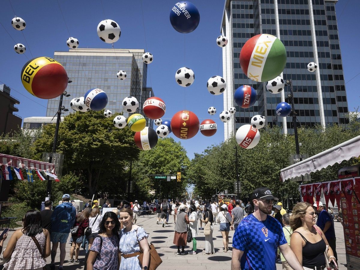 File photo of people enjoying the FIFA World Cup atmosphere in downtown Vancouver.