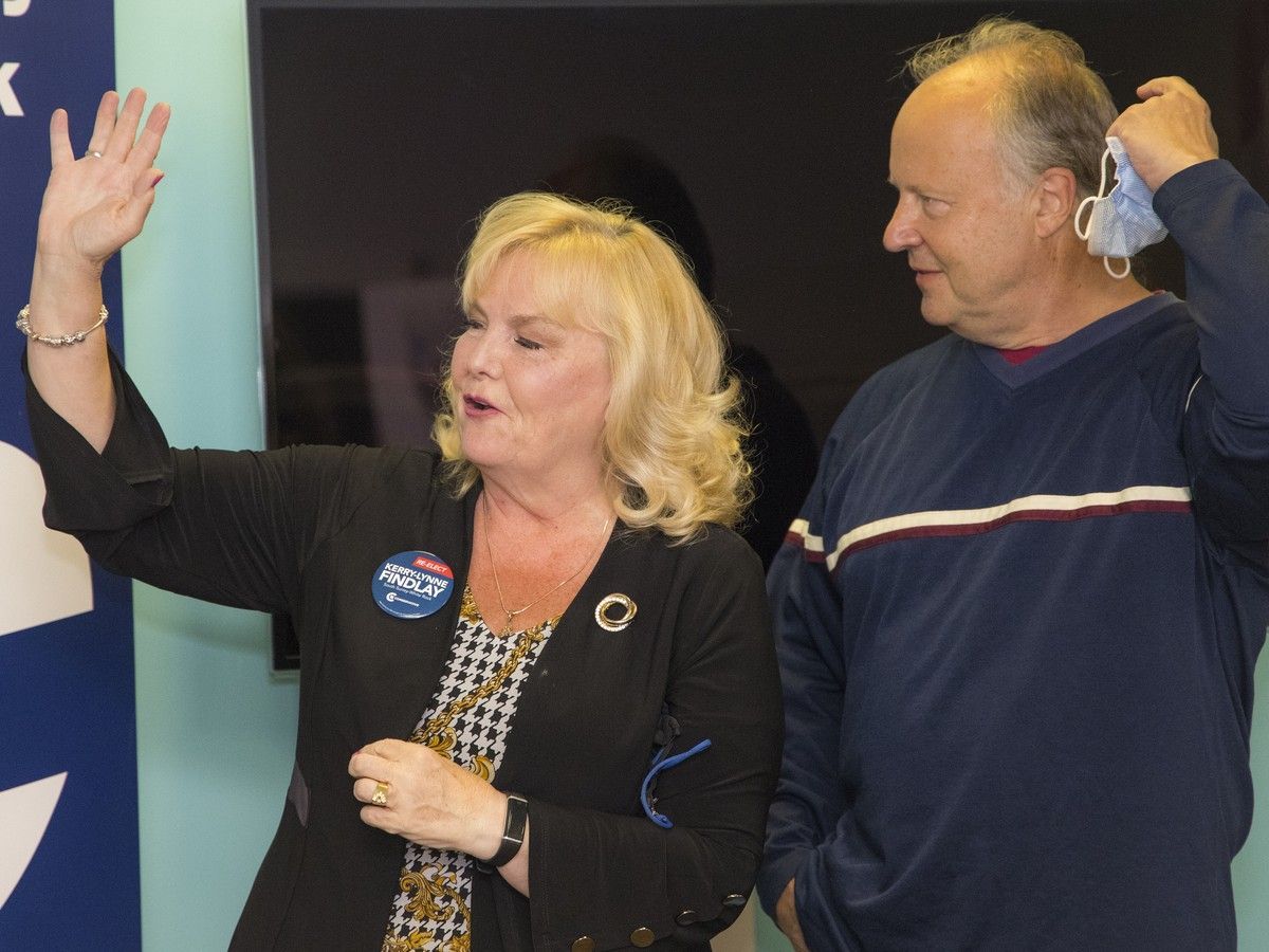 The new B.C. Conservative leader, Kerry-Lynne Findlay, with her husband, MLA Brent Chapman.