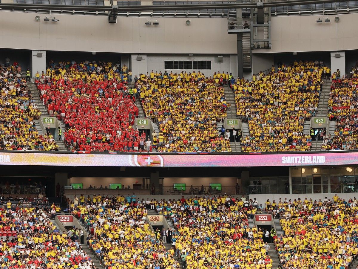 VANCOUVER, CANADA - JULY 07: Fans are seen during the FIFA World Cup 2026 Round of 16 match between Switzerland and Colombia at BC Place Vancouver on July 07, 2026 in Vancouver, British Columbia, Canada.