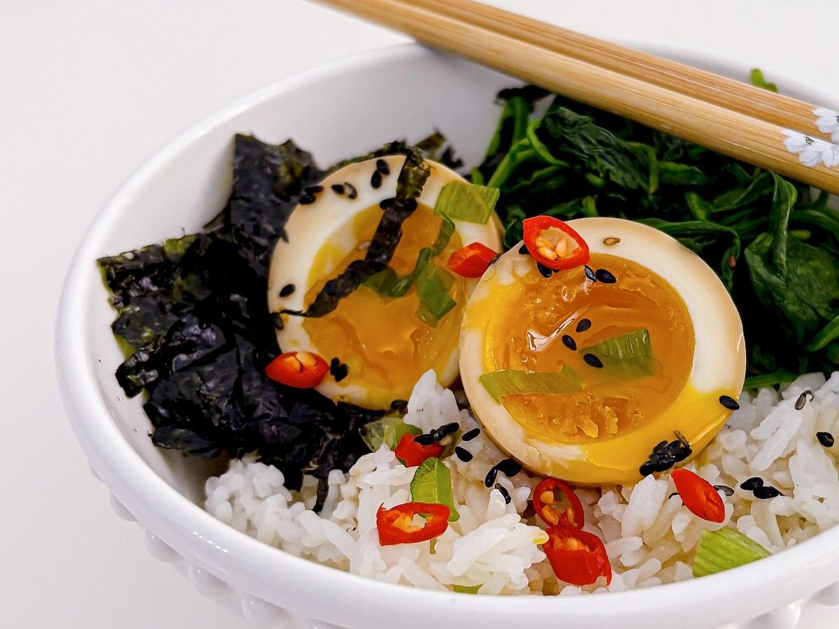Known in Korean as Mayak Gyeran, these soy-marinated eggs are savoury, lightly sweet, garlicky, and so satisfying.