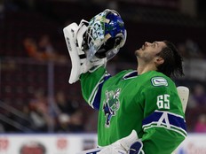 Michael DiPietro, a 2017 third-round pick, dropped in the Vancouver Canucks' pecking order. This season, he was named top AHL goalie for the second-straight time with Providence Bruins.