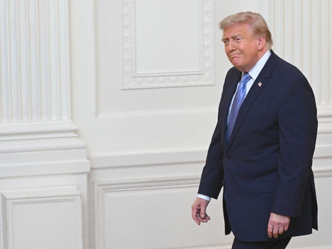 US President Donald Trump arrives to address the nation from the East Room of the White House in Washington, DC on July 16, 2026.