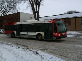 OC Transpo bus on streets of Saskatoon