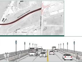 This graphic shows where a new bridge could be built some time between 2018 and 2045 to connect 33rd Street with Preston Avenue.