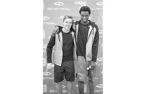 2015 first overall NHL draft pick Connor McDavid, left, and 2015 NBA Rookie of the Year Andrew Wiggins. The pair announced a deal with BioSteel sports drink Tuesday.