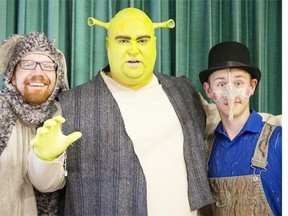 Andrew Linsley as Donkey, Rob Armstrong, as Shrek and Alex Batycki as Pinnochio. LIAM RICHARDS/STAR PHOENIX