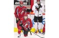 Arizona Coyotes' Anthony Duclair, left, Max Domi, kneeling, and first-round draft choice Dylan Strome are big pieces of the team's future. Whether Strome sticks with the NHL team to start the season or is returned to junior has not been determined.