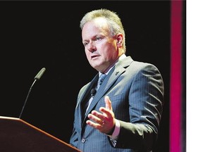 Bank of Canada Governor Stephen Poloz speaks at a Calgary Economic Development forum on Monday. He said Canada will adjust to the current collapse in oil prices, as it has before.