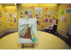 Betty Lou, a homecare resident, attends the opening of the art gallery at the Royal City Manor in New Westminster, B.C.