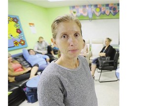 Brigitte Krieg waits in the pediatrics ICU waiting room with various family and friends where her daughter Ally remains in a coma from a fentanyl overdose on Wednesday.