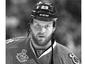 Bryan Bickell of the Blackhawks missed Game 1 of the Stanley Cup Final but played in Game 2 despite an injury determined not to be a concussion.